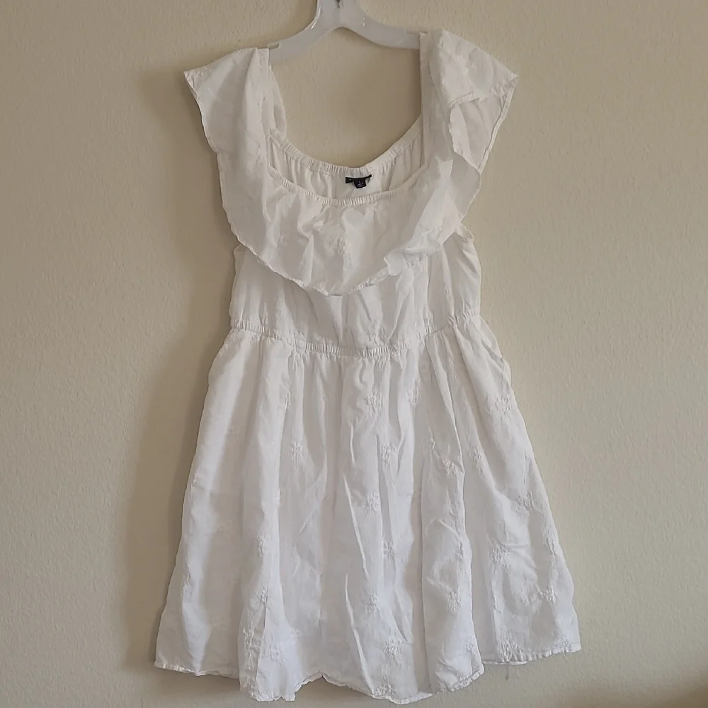 Torrid White Ruffled Off Shoulder Embroidered Dress Size 1 (1x) *NO WAIST TIE*